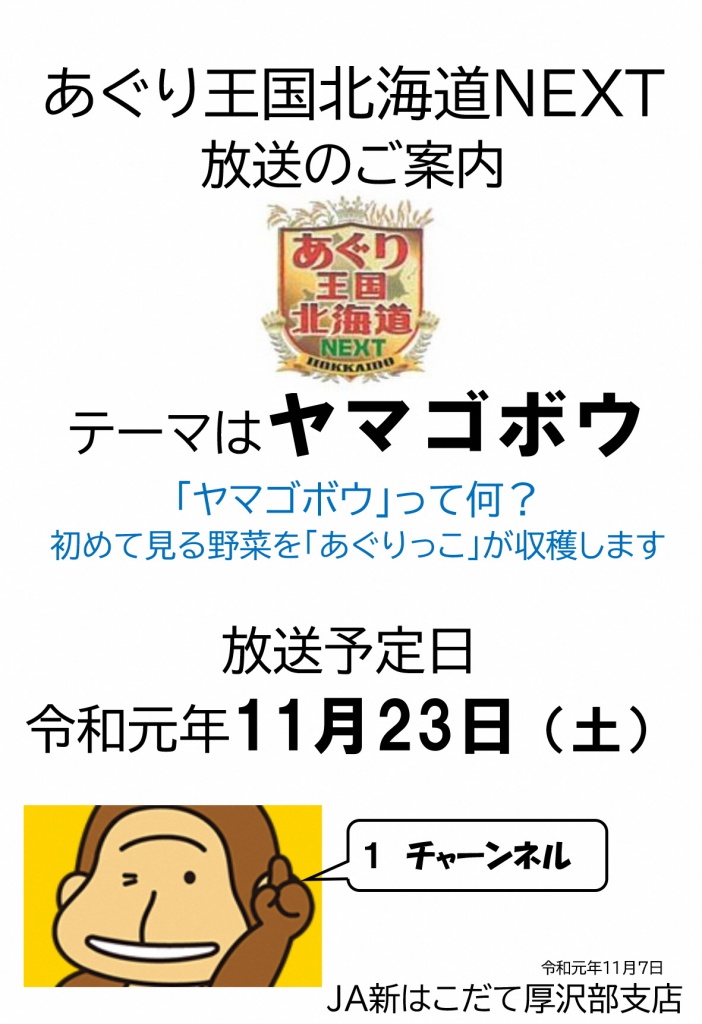 あぐり王国番宣チラシ