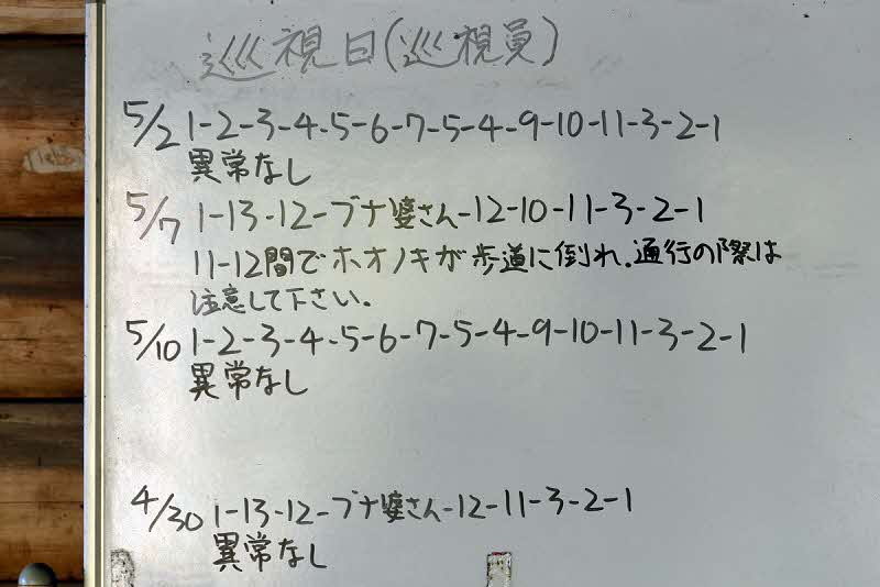 5月10日の巡視結果