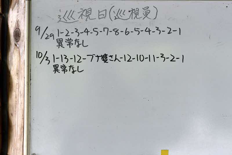 10月3日の巡視結果