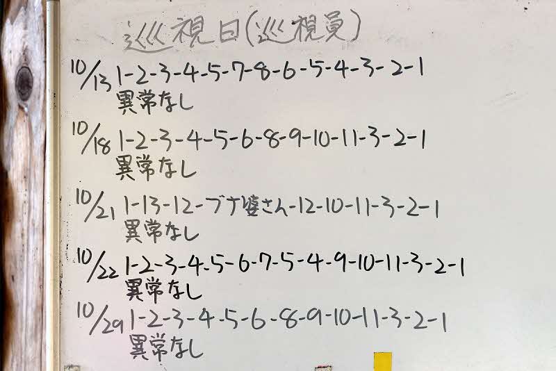 10月29日の巡視結果