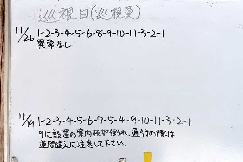 11月26日の巡視結果