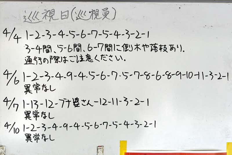 4月10日の巡視結果