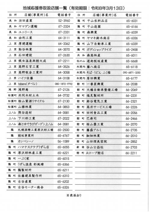 取扱店舗一覧裏